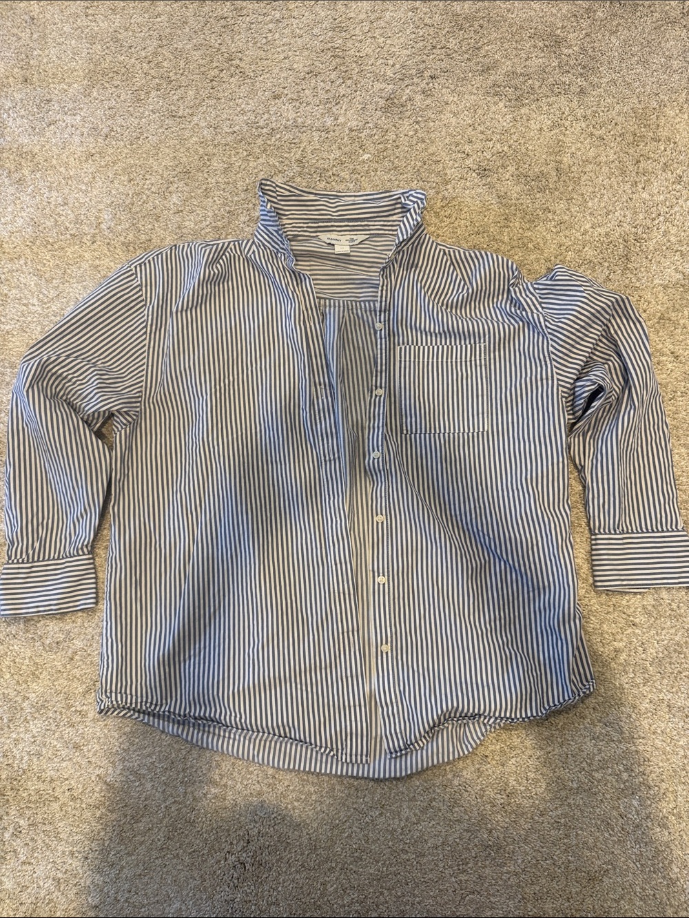 Striped Blue & White Button-Up Shirt
